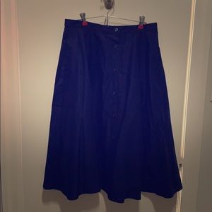 A-line navy skirt